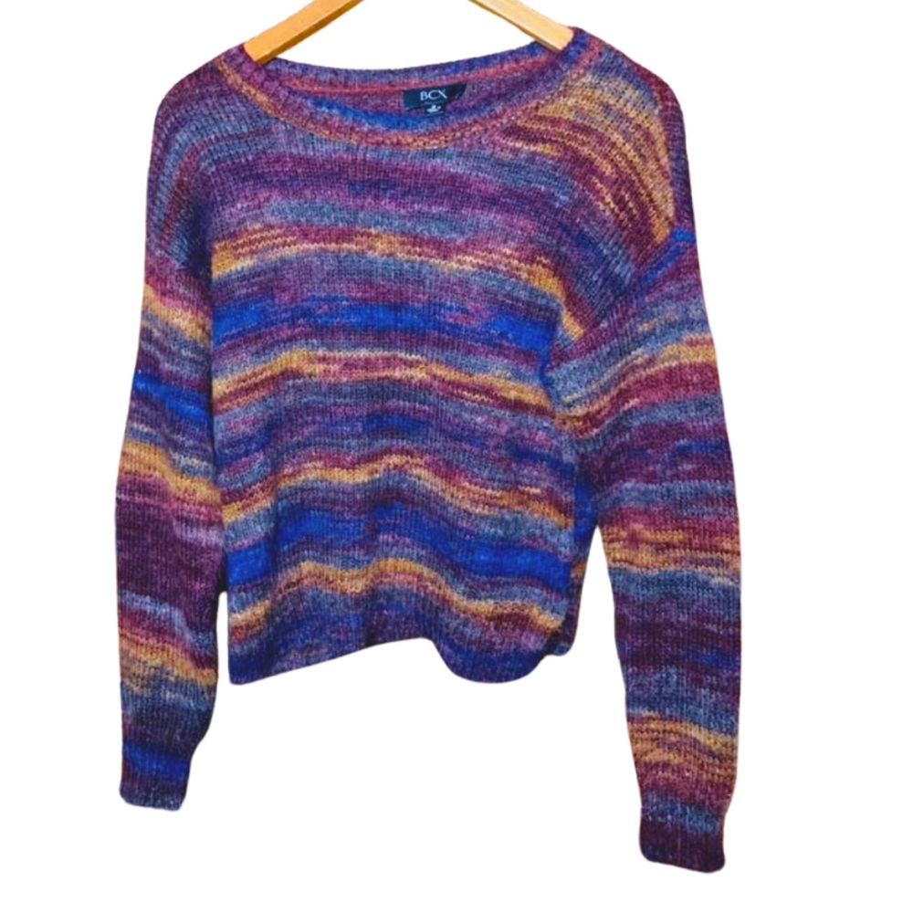 BCX Long Sleeve Fuzzy Acrylic Artistic Sweater